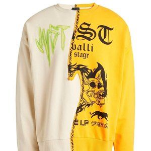 NWT Just Cavalli orange/cream cotton tattoo print Sweatshirt Sz S